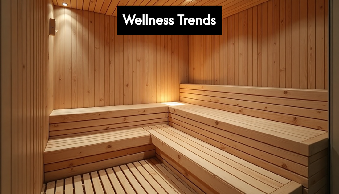 Modern home sauna interior with wood and soft lights