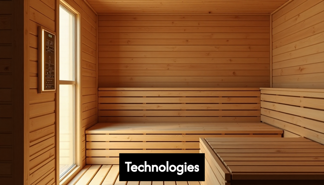 Modern sauna interior with tech controls