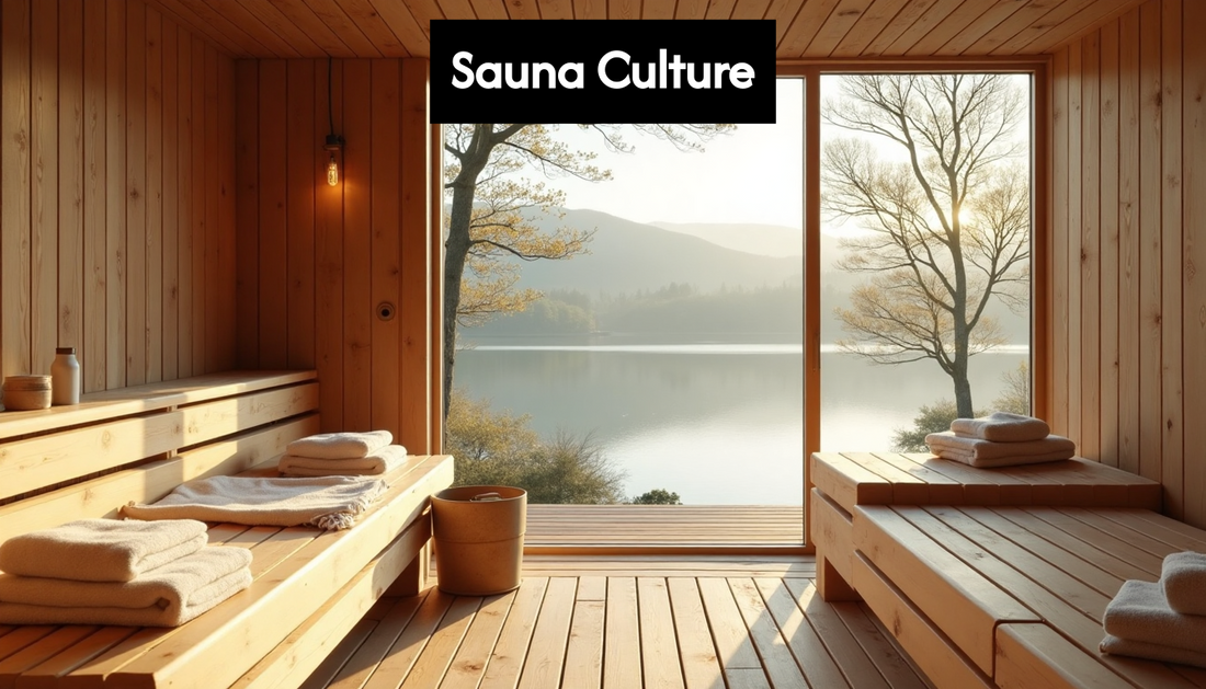 Modern Scandinavian sauna interior with panoramic view