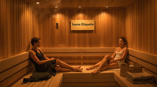 People relaxing in a sauna, respecting etiquette and shared space