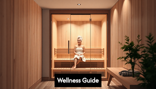 Modern home infrared sauna with person relaxing