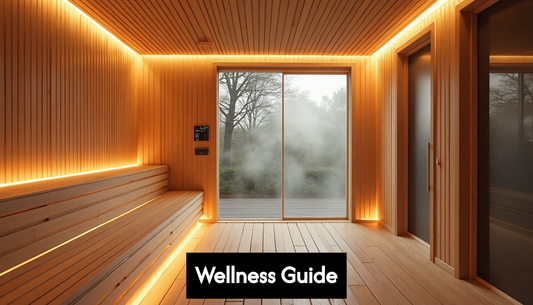 Modern luxury sauna interior with ambient lighting