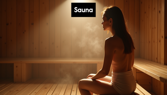 Person relaxing in a steaming sauna