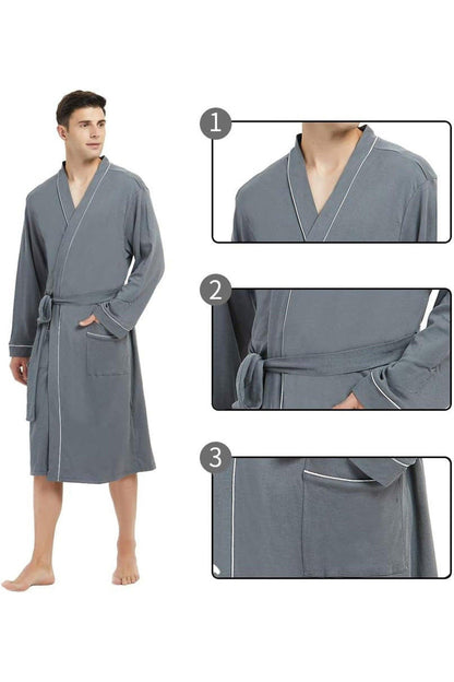 Men's 100% Cotton Robe Lightweight Knit Bathrobe