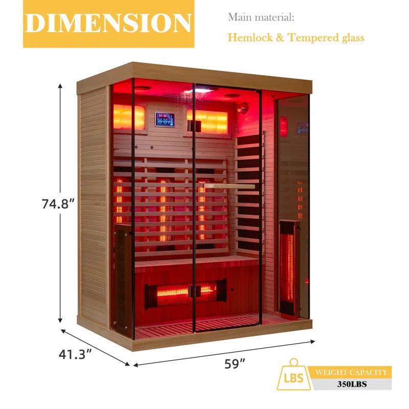 Portable FAR Infrared Sauna for 2-3 Persons in Hemlock Wood