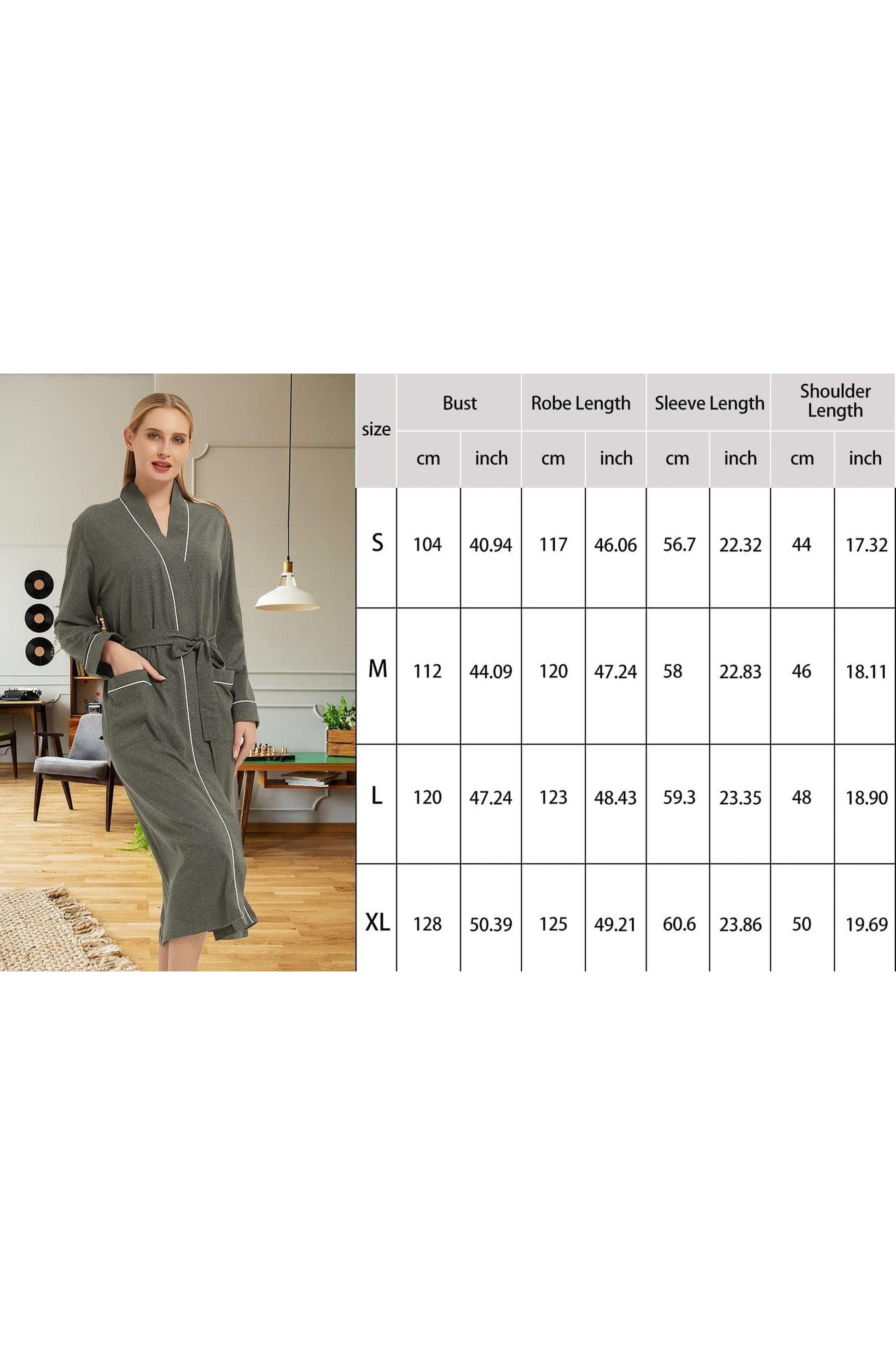 100% Cotton Robes for Women Long Sleeve Lightweight Soft Knit Womens Bathrobe