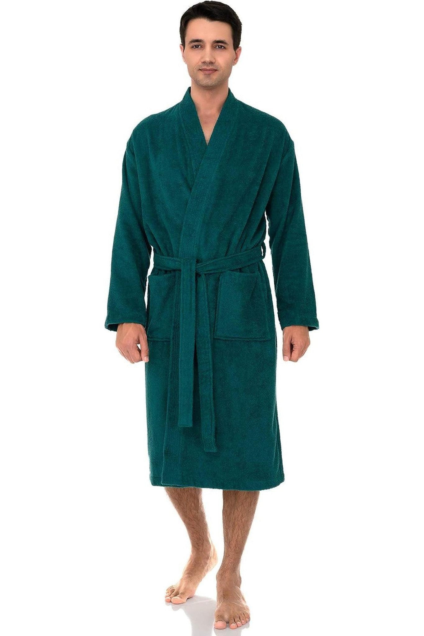 Mens Robe, Kimono Terry Cloth Bathrobe, Cotton Bath Robe for Men Small-Medium