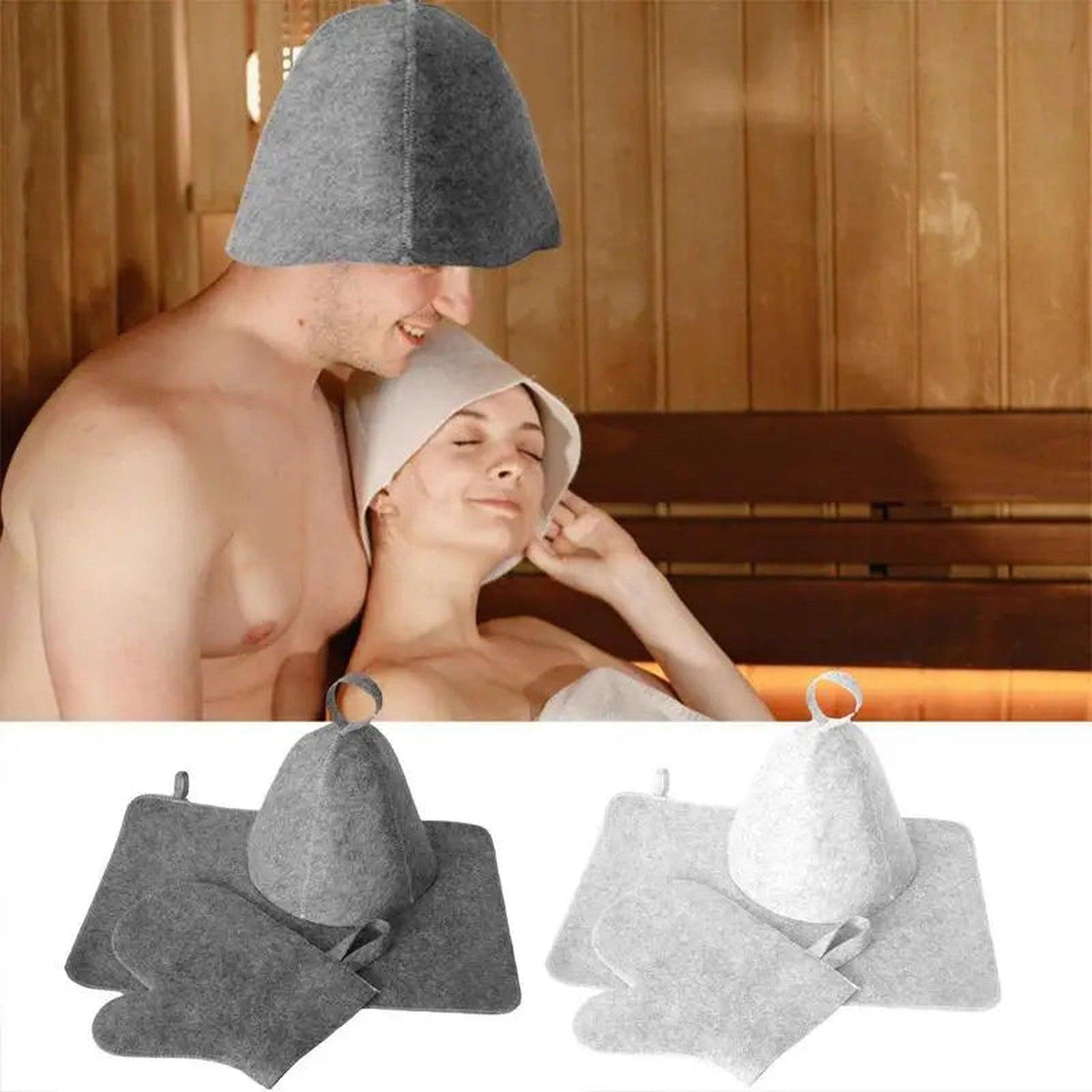 Professional Sauna Hat and Glove Set - Accessories for Men and Women