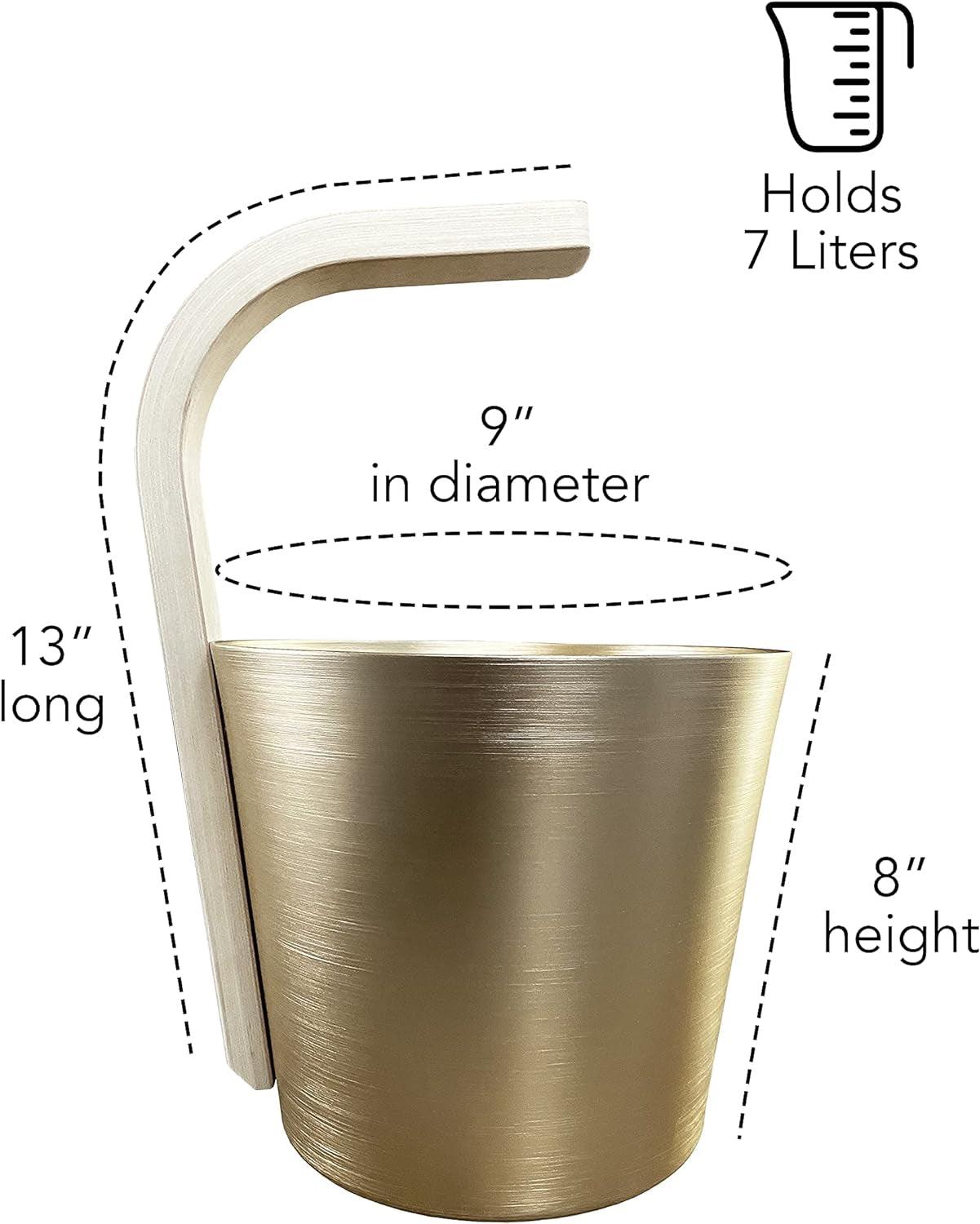 Premium Gold Aluminum Sauna Bucket with Ladle - Essential Accessories for Home Sauna