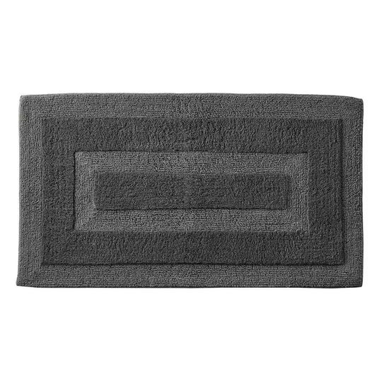 Gray Textured Border Cotton Machine Washable Bath Mat 20 In. X 34 In.