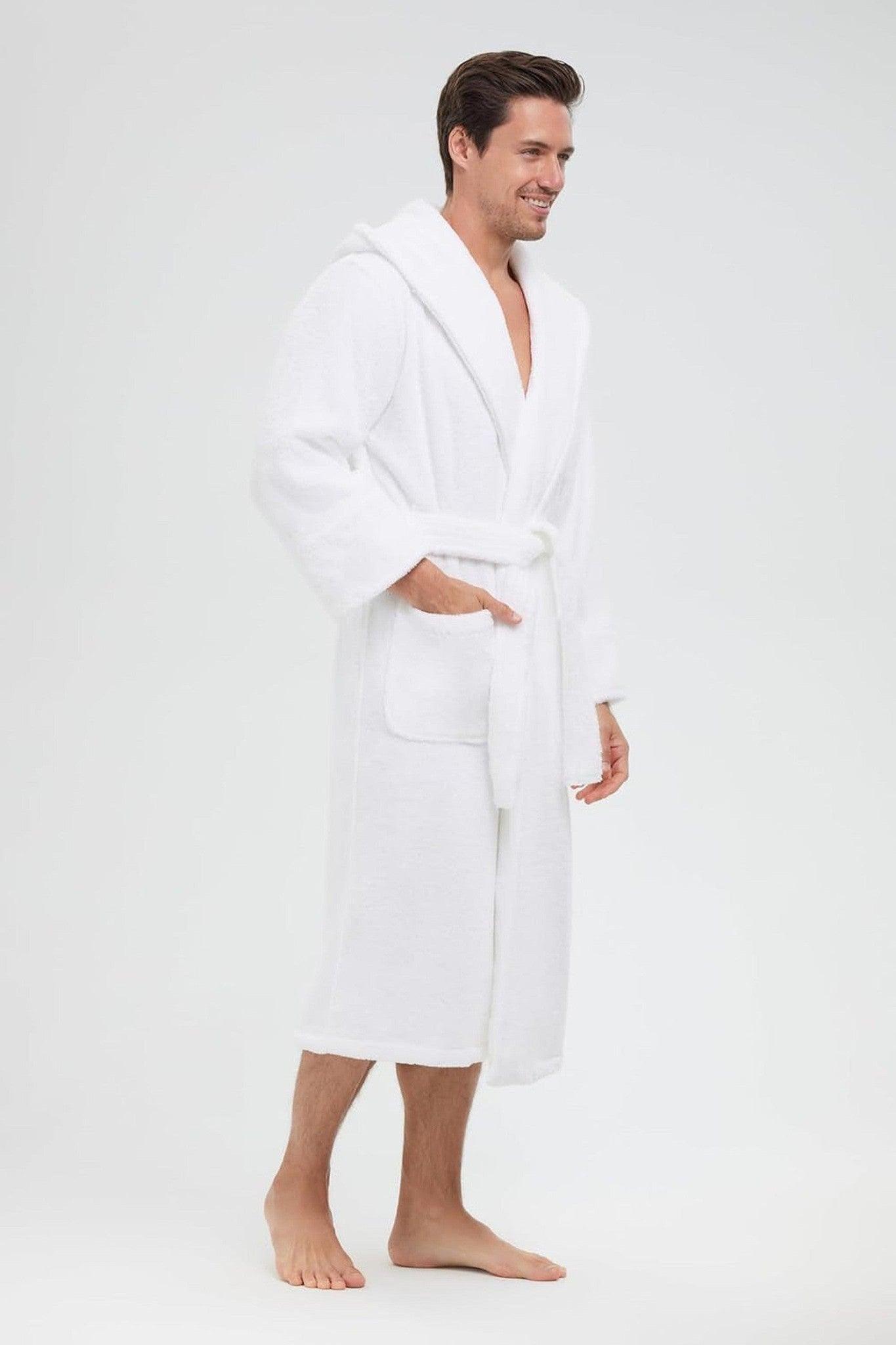 Hooded Unisex Terry Bathrobe - 100% Lux Combed Cotton 16 Oz. Loop Terry Robe