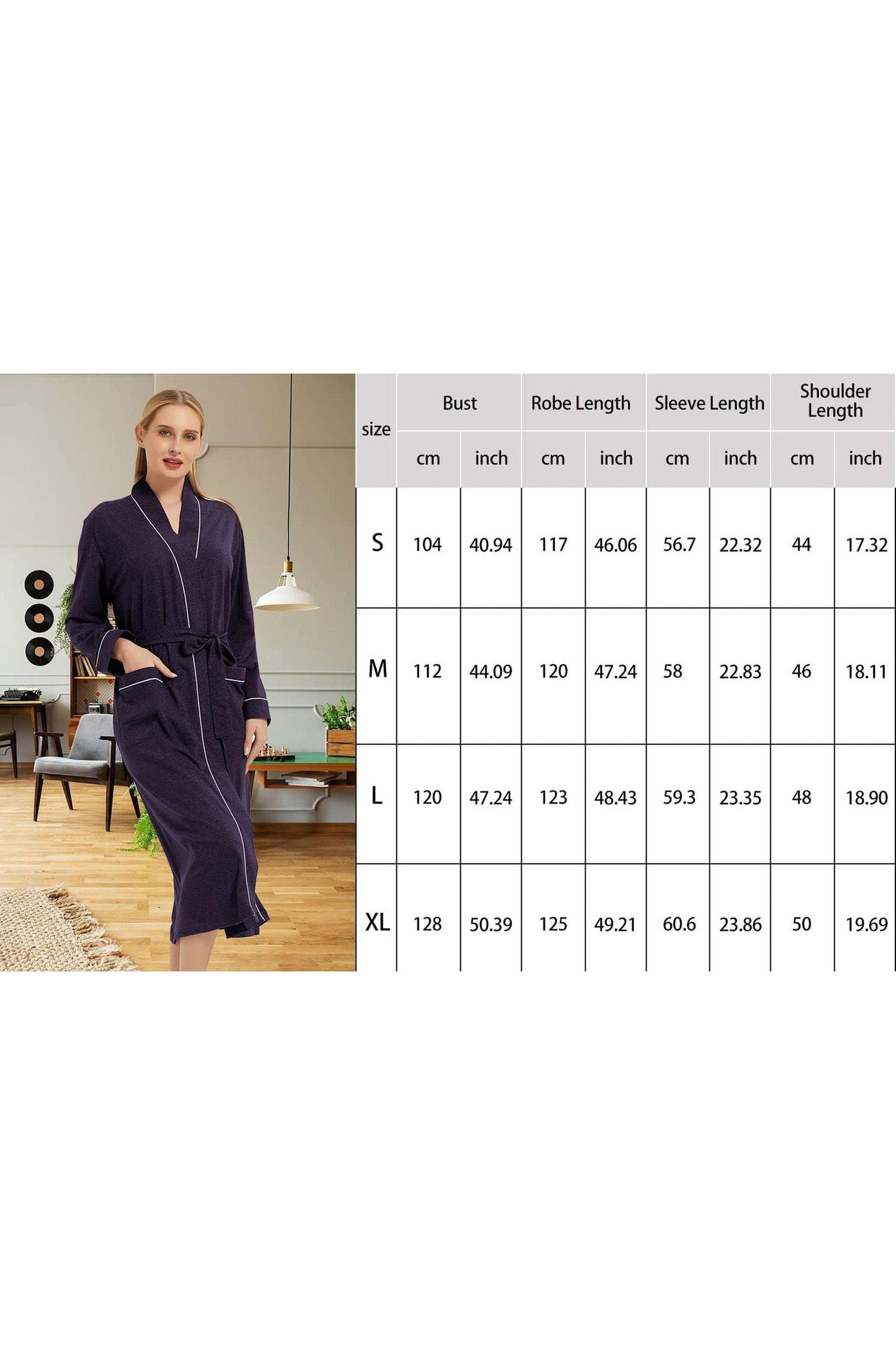 100% Cotton Robes for Women Long Sleeve Lightweight Soft Knit Womens Bathrobe