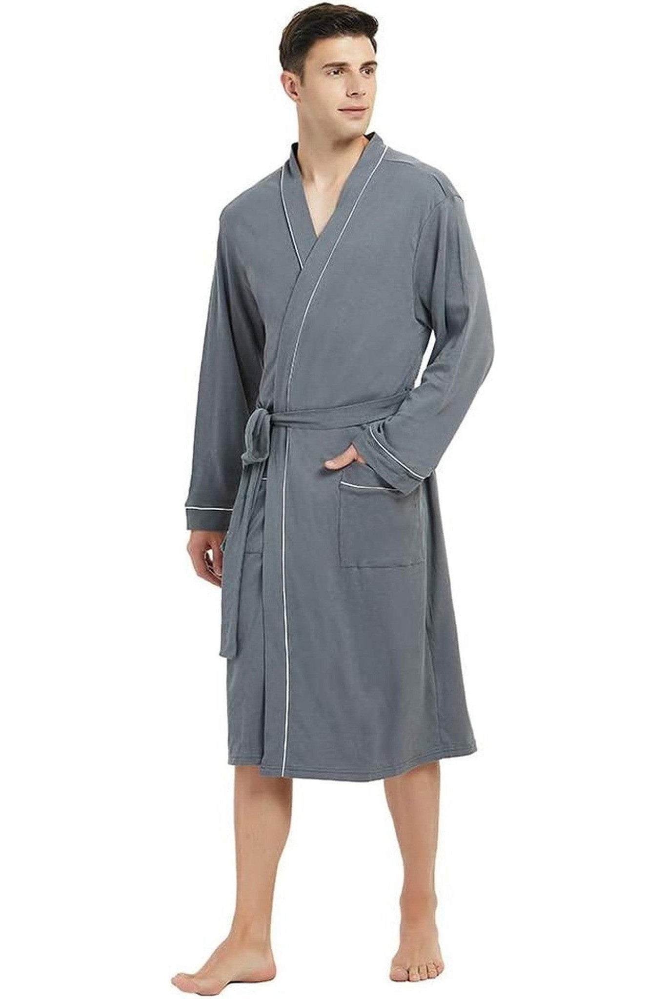 Men's 100% Cotton Robe Lightweight Knit Bathrobe