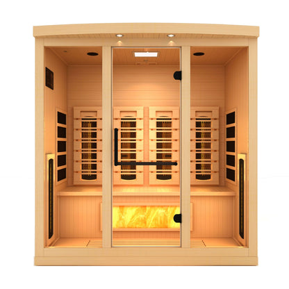 Golden Designs 6-Person Full Spectrum PureTech Near Zero EMF FAR Infrared Sauna with Himalayan Salt Bar