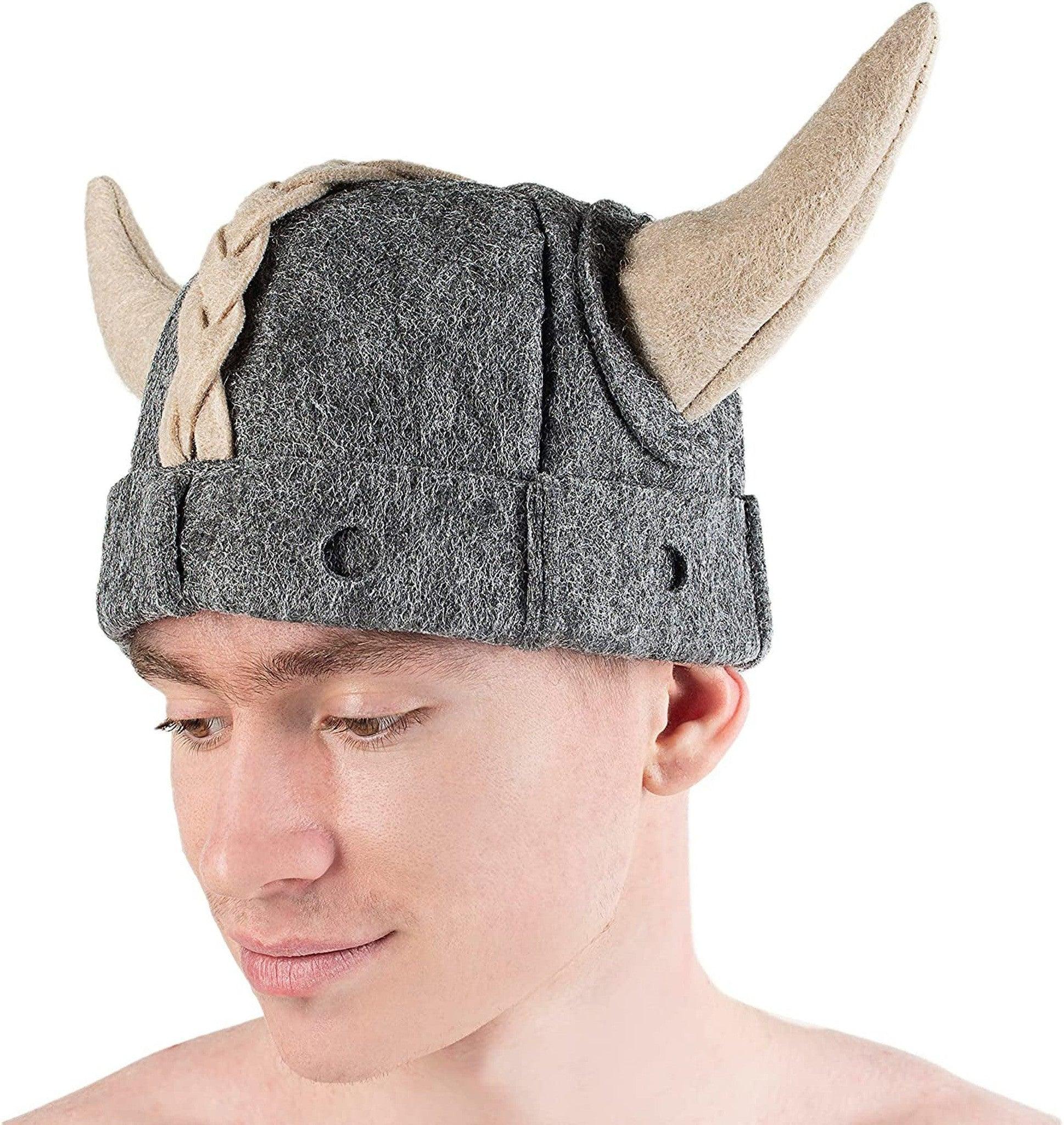 Viking Sauna Hat for Men - Gray Finnish Style Sauna Hat