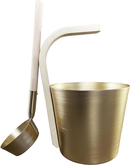 Premium Gold Aluminum Sauna Bucket with Ladle - Essential Accessories for Home Sauna