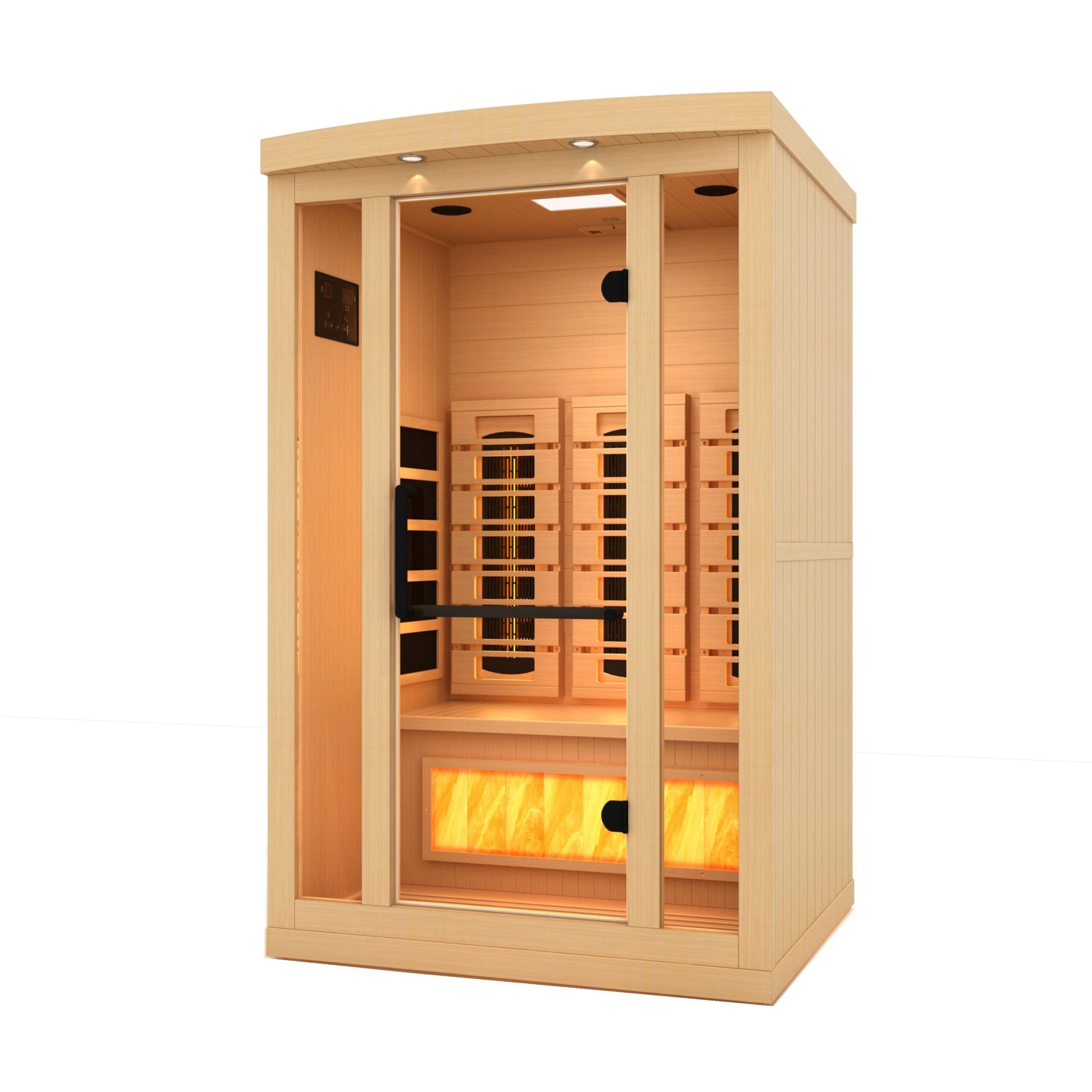 Golden Designs 2-Person Full Spectrum PureTech Near Zero EMF FAR Infrared Sauna with Himalayan Salt Bar