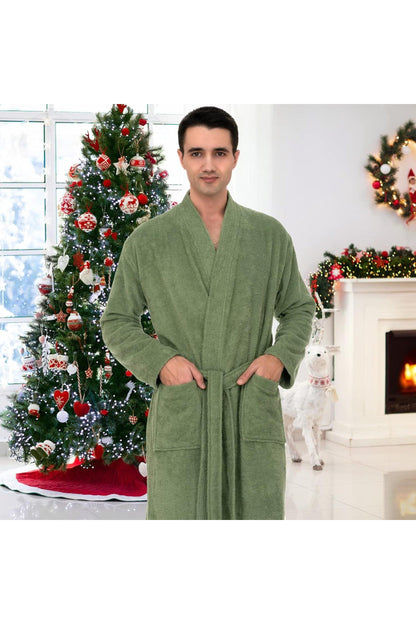 Mens Robe, Kimono Terry Cloth Bathrobe, Cotton Bath Robe for Men Small-Medium