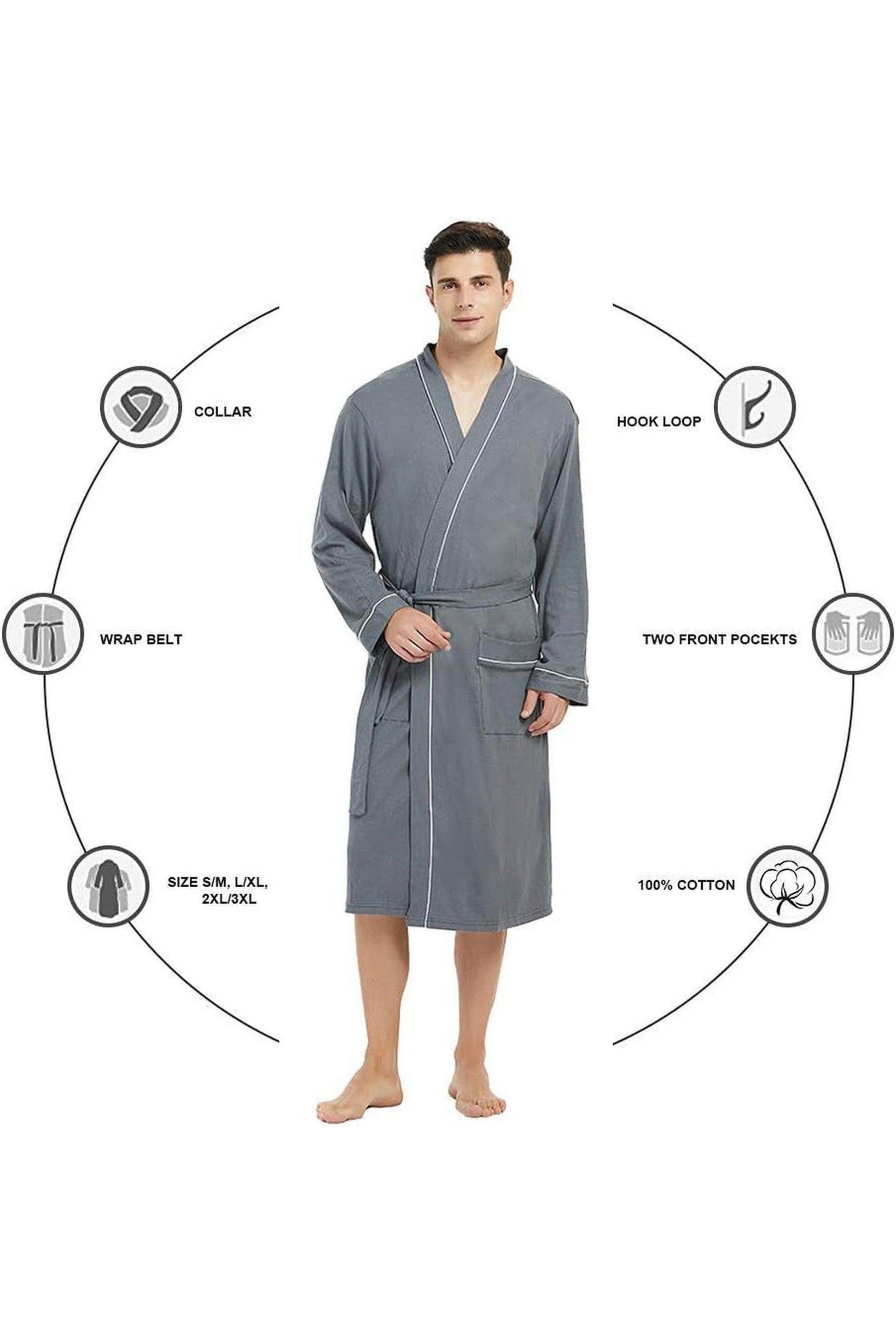 Men's 100% Cotton Robe Lightweight Knit Bathrobe