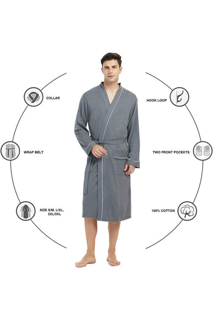 Men's 100% Cotton Robe Lightweight Knit Bathrobe