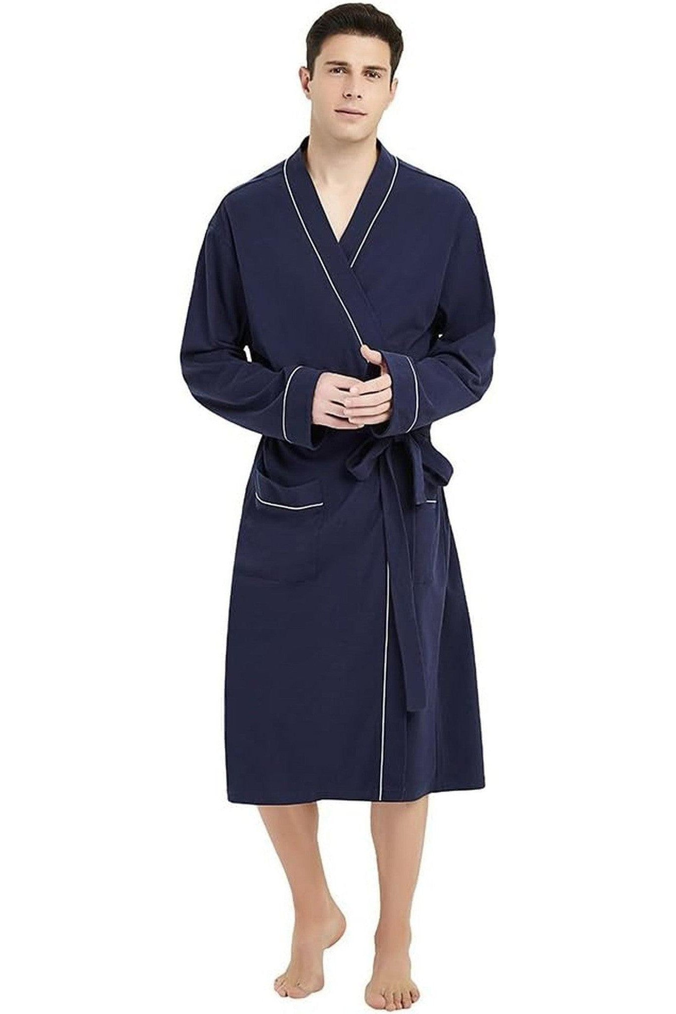 Men's 100% Cotton Robe Lightweight Knit Bathrobe