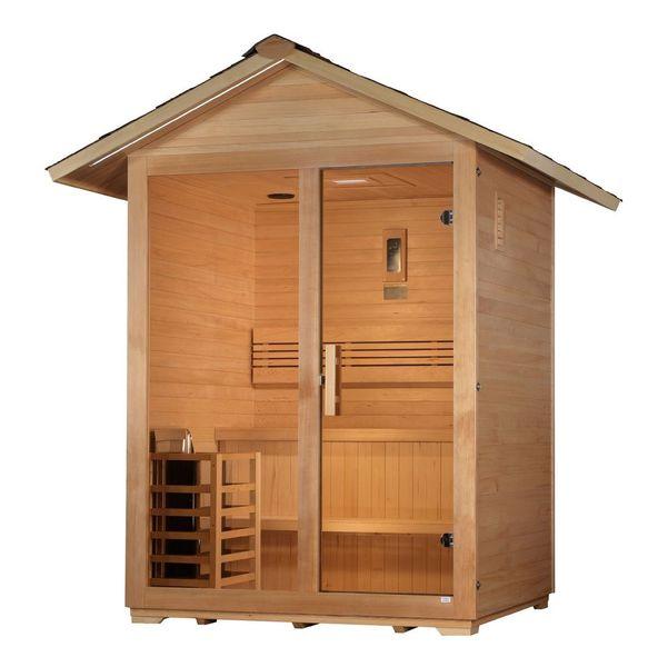 Golden Designs "Arlberg" 3 Person Traditional Outdoor Sauna - Canadian Hemlock