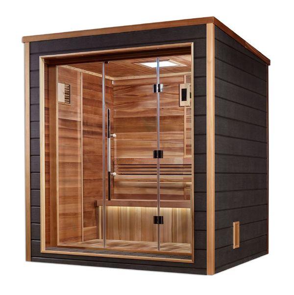 Golden Designs Drammen 3 Person Outdoor Traditional Sauna - Canadian Red Cedar Interior