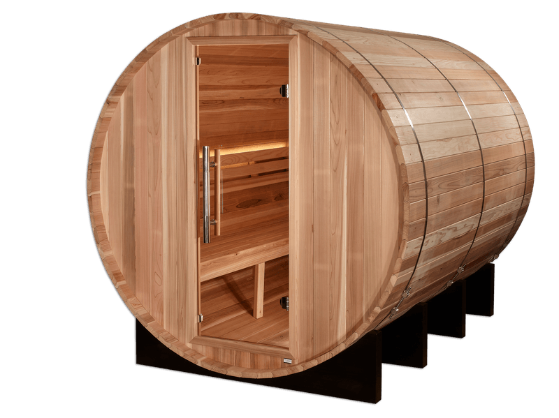 Golden Designs "Klosters" 6 Person Barrel Traditional Sauna - Pacific Cedar