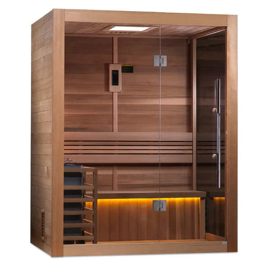 Golden Designs "Hanko Edition" 2 Person Indoor Traditional Sauna - Canadian Red Cedar Interior