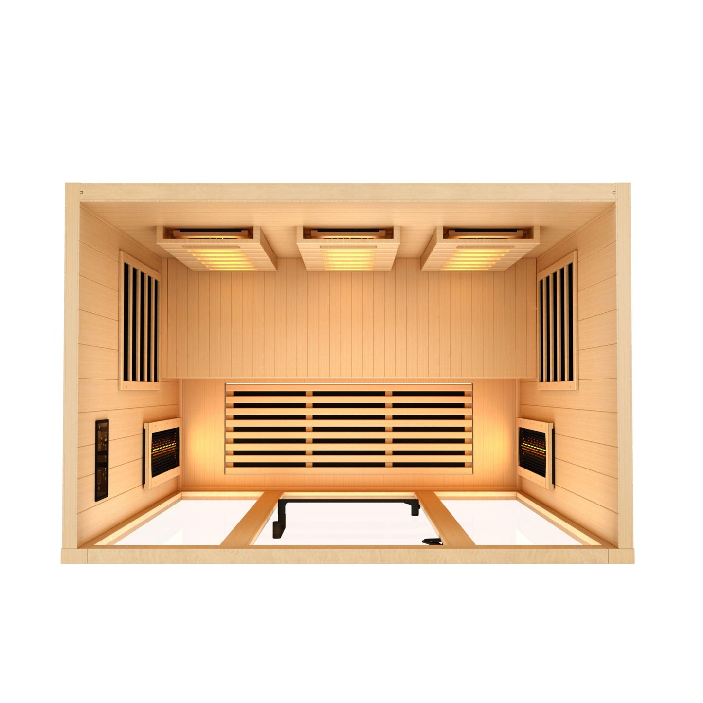 Golden Designs 3-Person Full Spectrum PureTech Near Zero EMF FAR Infrared Sauna with Himalayan Salt Bar