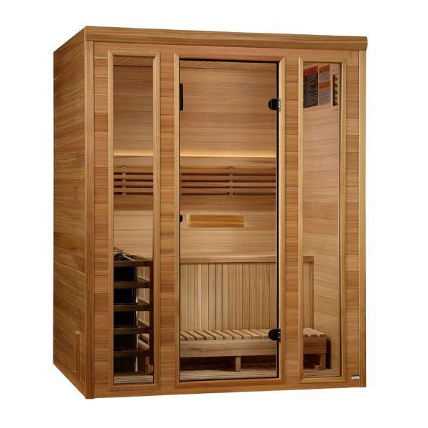 Golden Designs 2025 "Andermatt Edition" 2 - 3 Person Traditional Steam Sauna - Pacific Premium Clear Cedar