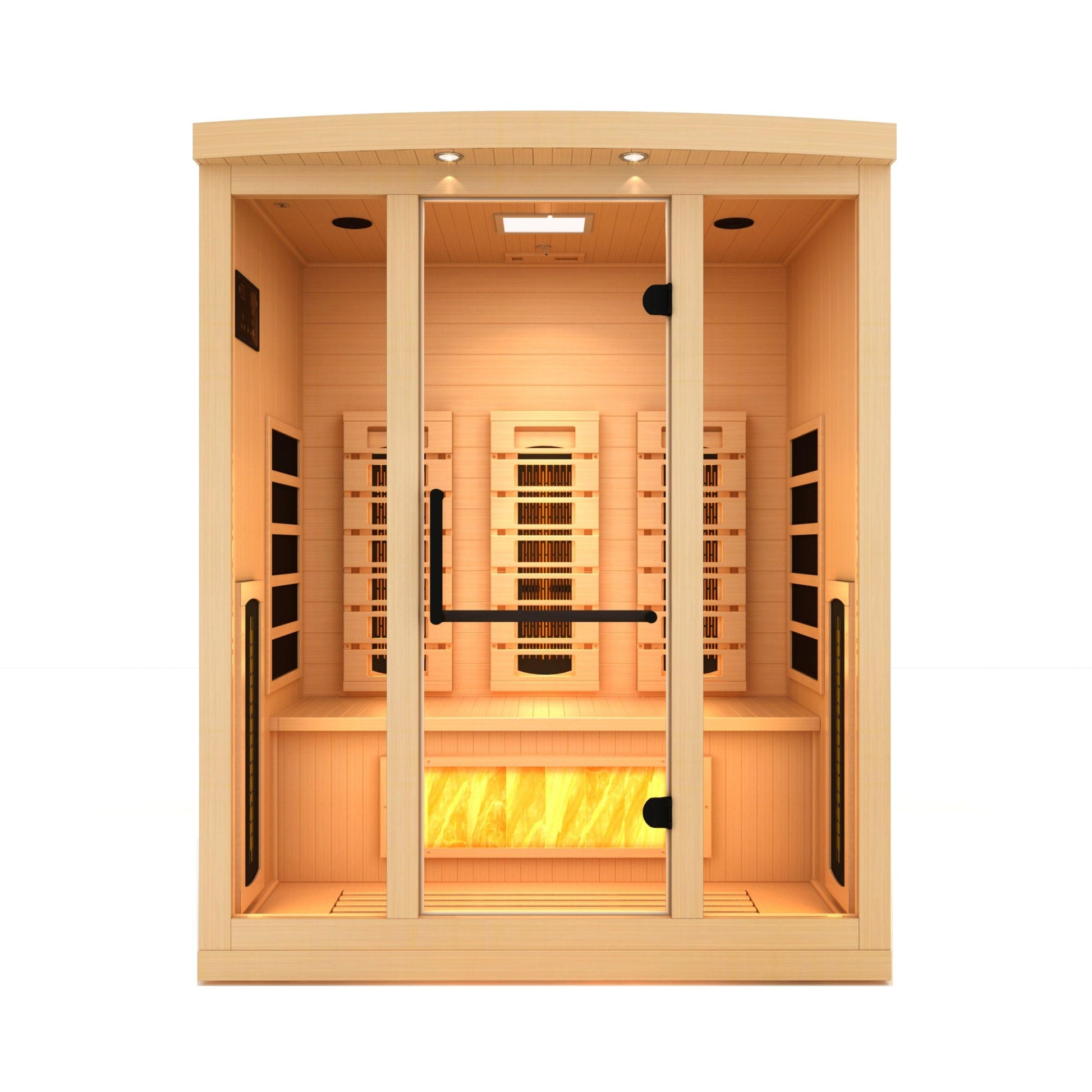 Golden Designs 3-Person Full Spectrum PureTech Near Zero EMF FAR Infrared Sauna with Himalayan Salt Bar