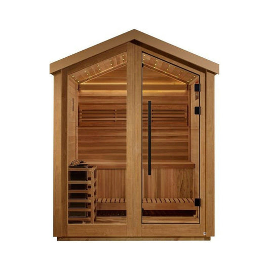 Golden Designs Savonlinna 3 Person Outdoor Traditional Sauna - Canadian Red Cedar Interior