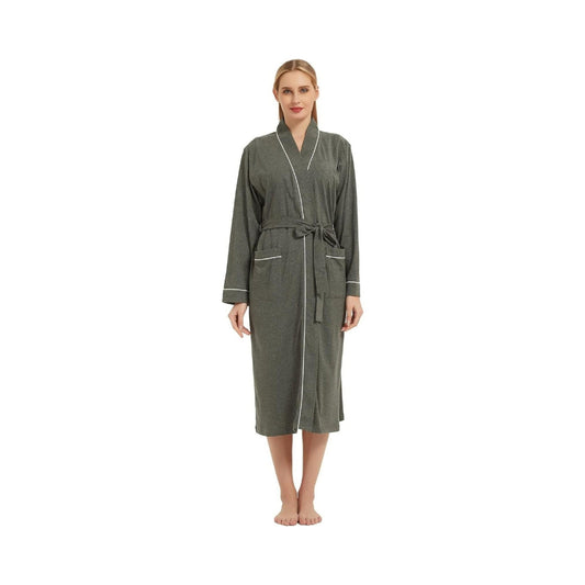 100% Cotton Robes for Women Long Sleeve Lightweight Soft Knit Womens Bathrobe