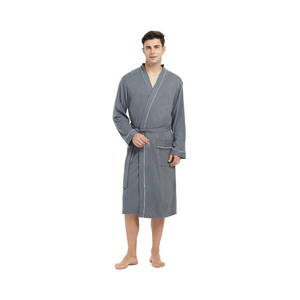 Men's 100% Cotton Robe Lightweight Knit Bathrobe - Best Life Sauna
