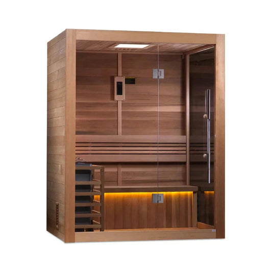 Golden Designs "Hanko Edition" 2 Person Indoor Traditional Sauna - Canadian Red Cedar Interior