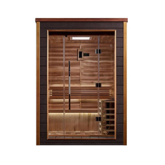 Golden Designs Narvik 2 Person Outdoor Traditional Sauna - Canadian Red Cedar Interior