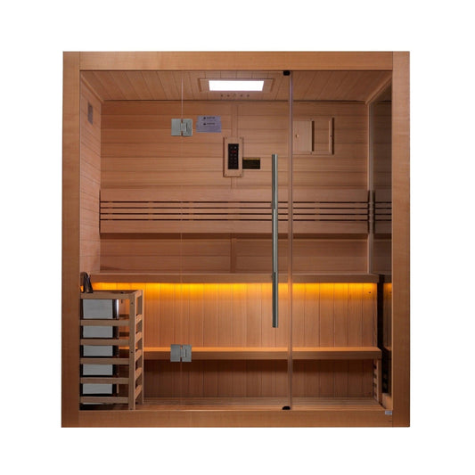 Golden Designs "Forssa Edition" 3 Person Indoor Traditional Sauna - Canadian Red Cedar Interior