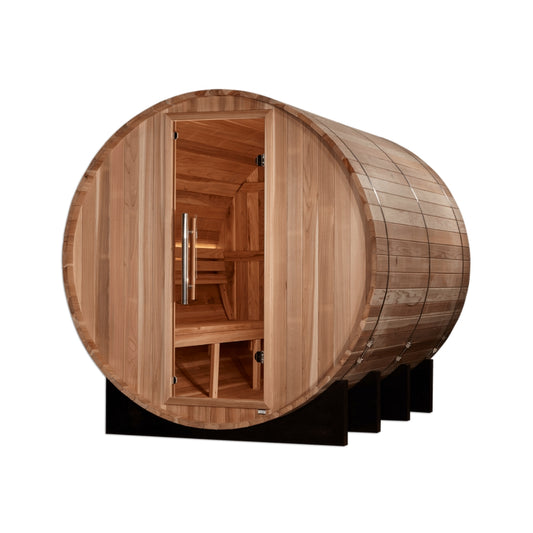 Golden Designs "Klosters" 6 Person Barrel Traditional Sauna -  Pacific Cedar