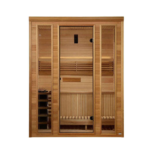 Golden Designs 2025 "Andermatt Edition" 2 - 3 Person Traditional Steam Sauna - Pacific Premium Clear Cedar