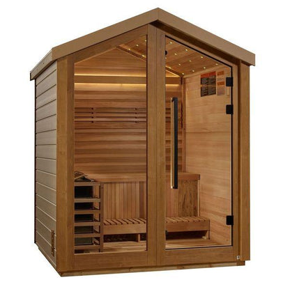 Golden Designs Savonlinna 3 Person Outdoor Traditional Sauna - Canadian Red Cedar Interior