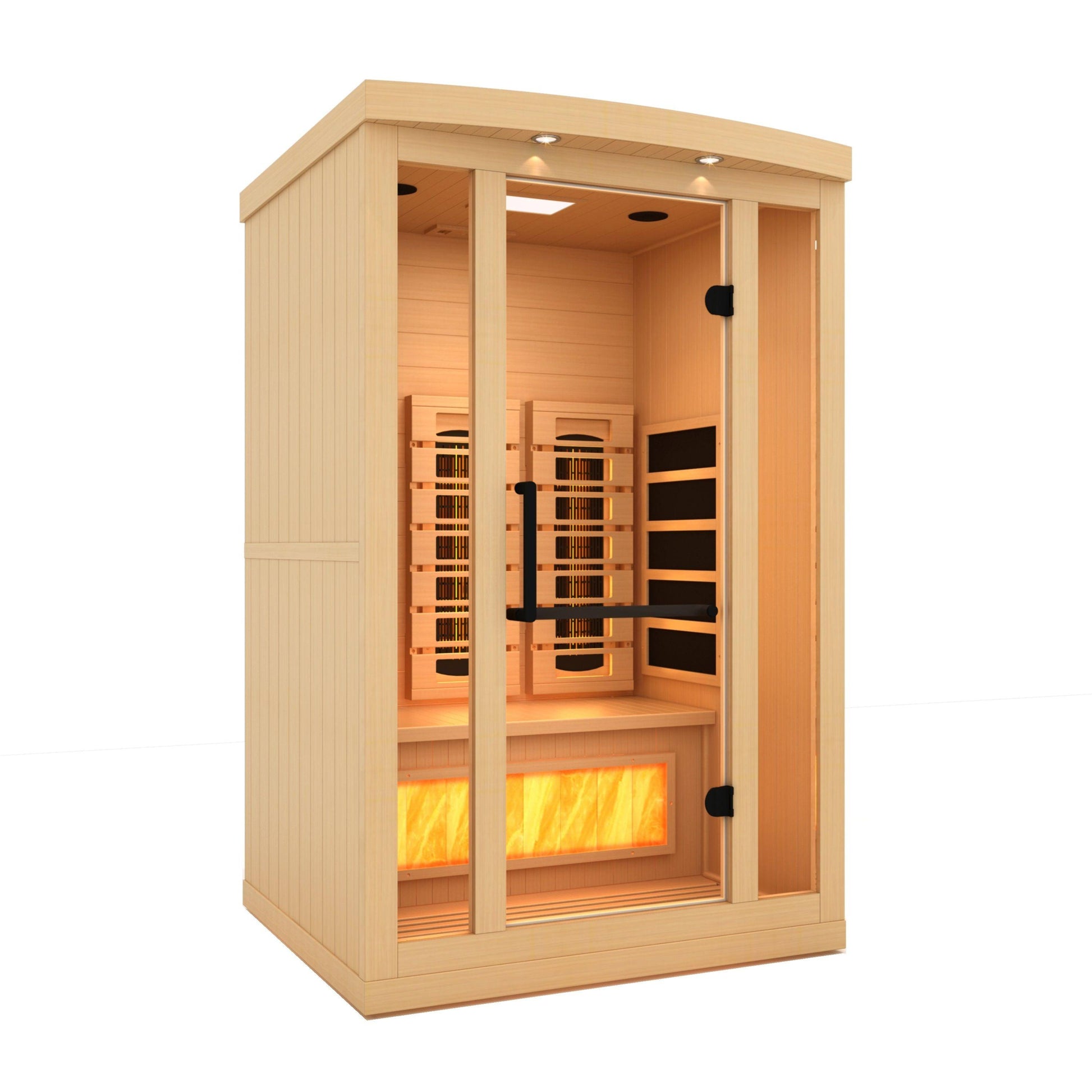 Golden Designs 2-Person Full Spectrum PureTech Near Zero EMF FAR Infrared Sauna with Himalayan Salt Bar