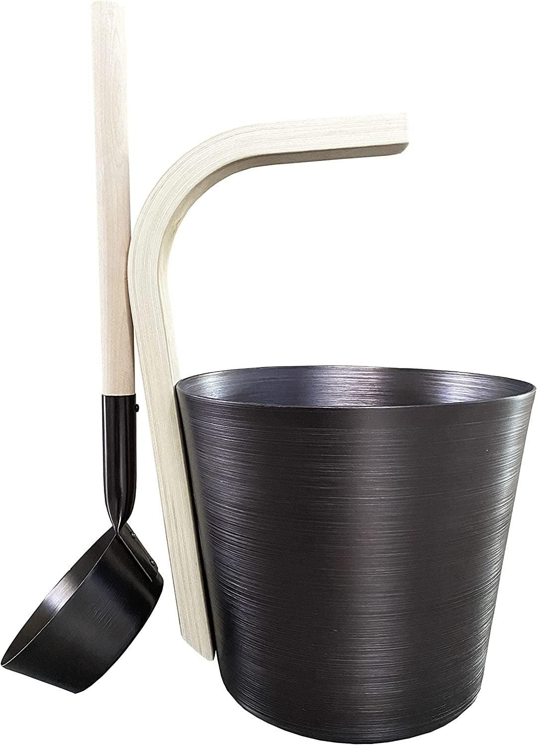 Premium Aluminum Sauna Bucket with Long Handle Ladle - Ideal Accessories for Home Sauna