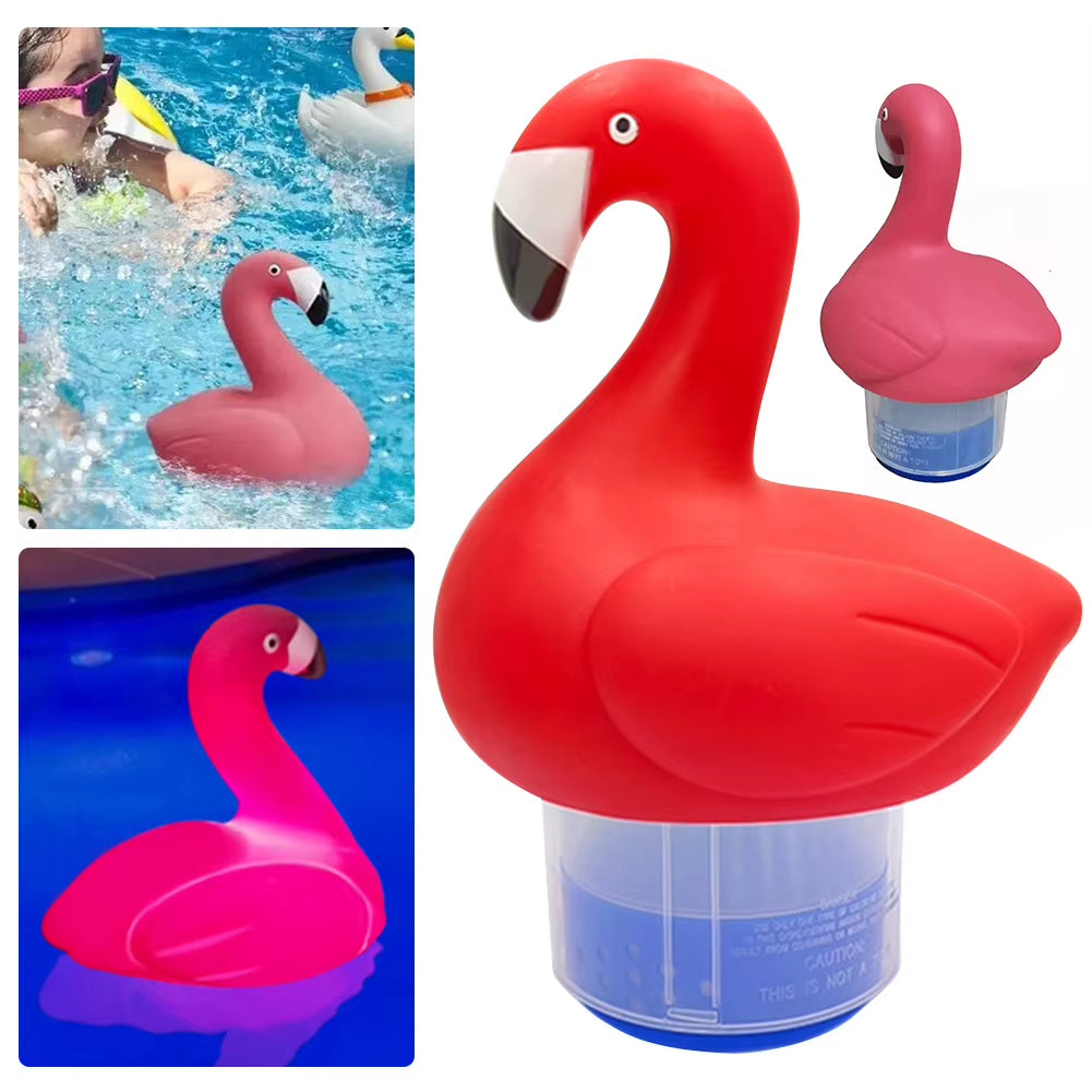 Solar Flamingo Chlorine Floater with Light Chlorine Tablet Floater Flamingo Floating Chlorinator for Purify Swimming Pool Water