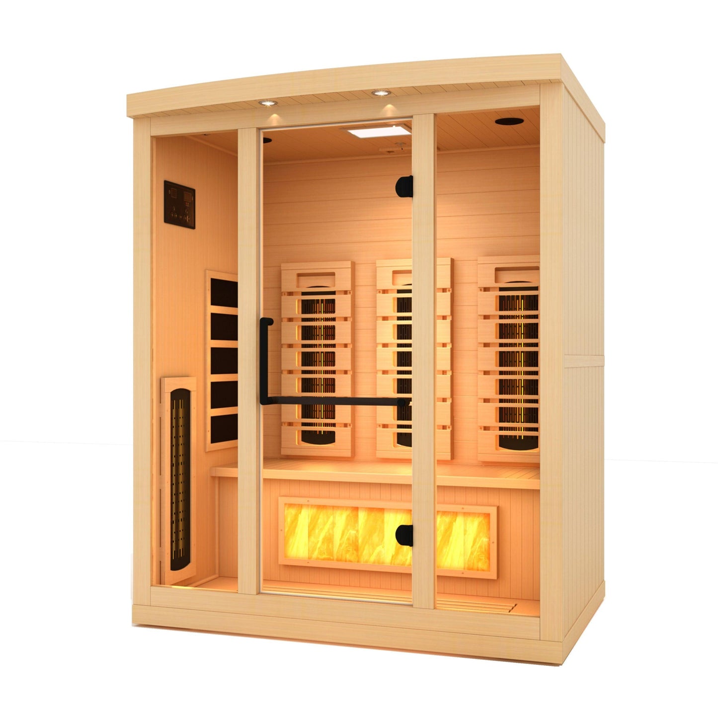 Golden Designs 3-Person Full Spectrum PureTech Near Zero EMF FAR Infrared Sauna with Himalayan Salt Bar