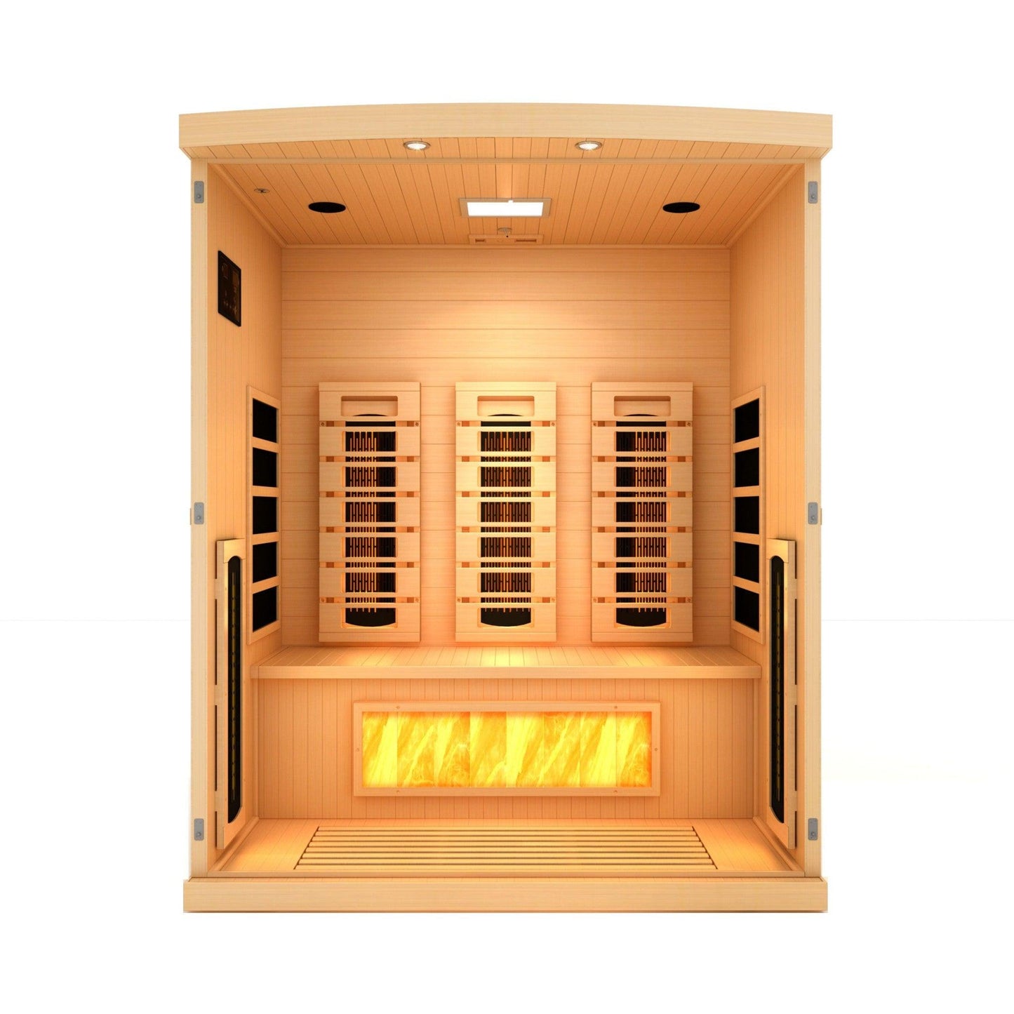 Golden Designs 3-Person Full Spectrum PureTech Near Zero EMF FAR Infrared Sauna with Himalayan Salt Bar