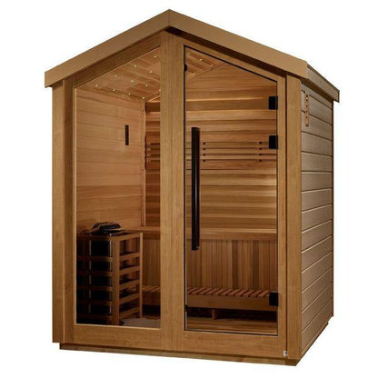 Golden Designs Savonlinna 3 Person Outdoor Traditional Sauna - Canadian Red Cedar Interior