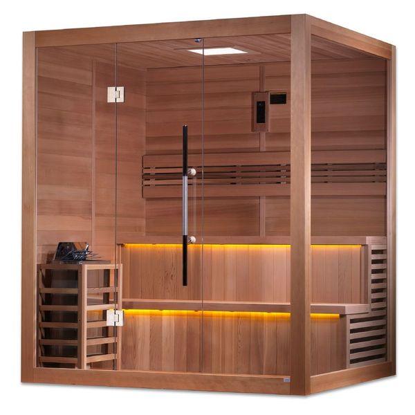 Golden Designs "Kuusamo Edition" 6 Person Indoor Traditional Sauna - Canadian Red Cedar Interior