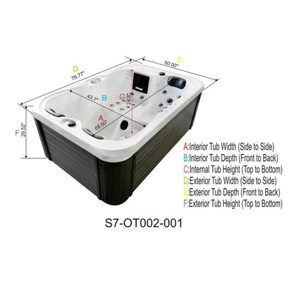 Brotherton 220 Volt 3 Person - Person 29 - Jet Acrylic Rectangle Hot Tub with Ozonator