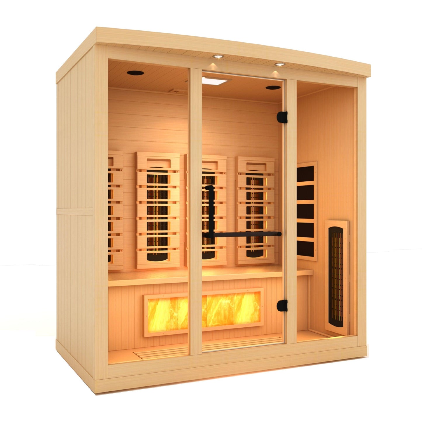 Golden Designs 4-Person Full Spectrum PureTech Near Zero EMF FAR Infrared Sauna with Himalayan Salt Bar